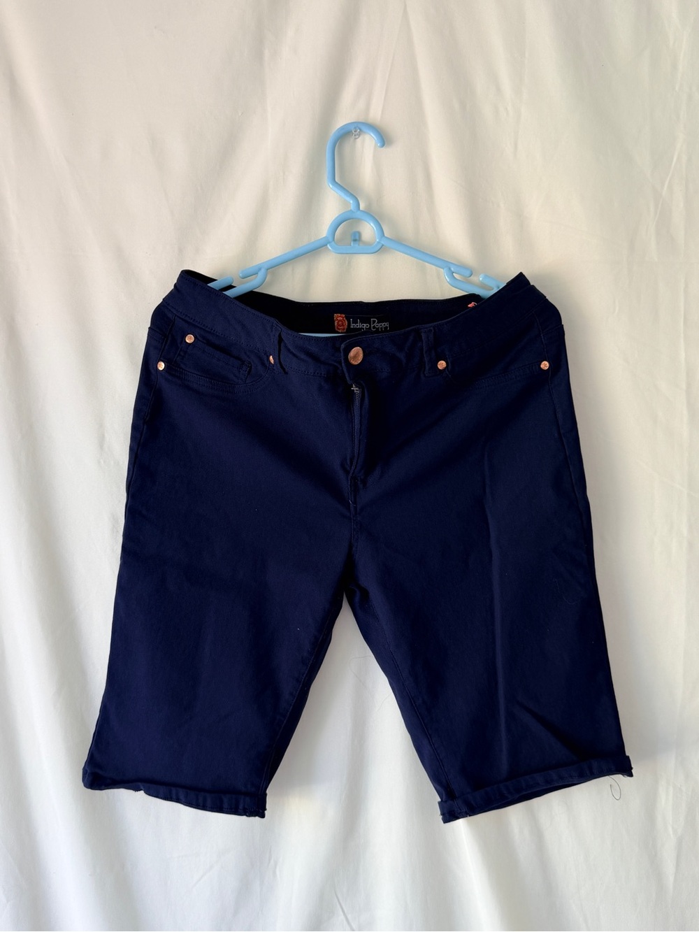 Liz & Berri Navy Bermuda Shorts with Copper Accents